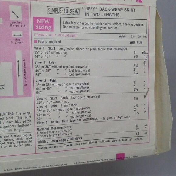 Simplicity Sewing Pattern #8126-Size O/S-Jiffy Back Wrap Skirt-Cut-Complete-1969 - Picture 3 of 7